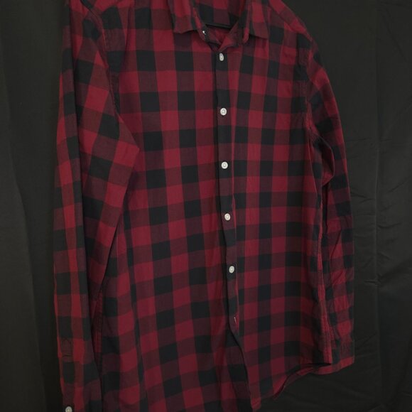 Mens ASOS Red Plaid Short Sleeve Button-Up Shirt Size L Cotton/Polyester - Picture 4 of 6